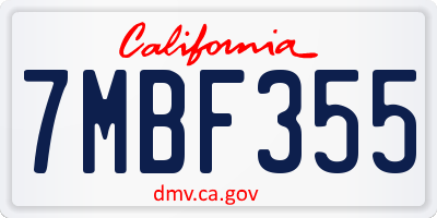 CA license plate 7MBF355