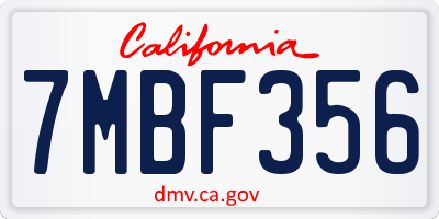 CA license plate 7MBF356