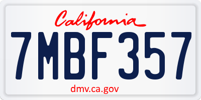 CA license plate 7MBF357