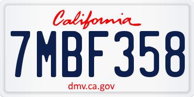 CA license plate 7MBF358