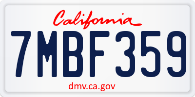 CA license plate 7MBF359