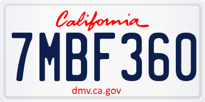 CA license plate 7MBF360