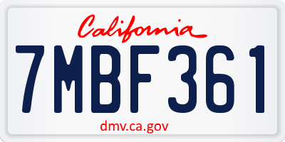 CA license plate 7MBF361