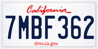 CA license plate 7MBF362