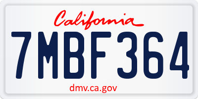 CA license plate 7MBF364