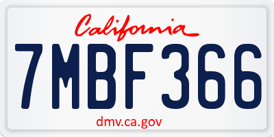 CA license plate 7MBF366