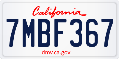 CA license plate 7MBF367