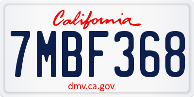 CA license plate 7MBF368