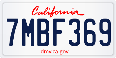 CA license plate 7MBF369