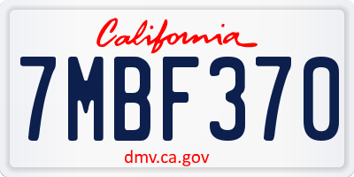 CA license plate 7MBF370