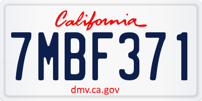 CA license plate 7MBF371