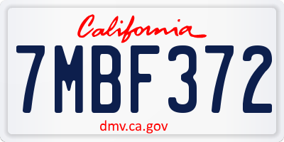 CA license plate 7MBF372