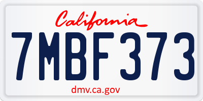 CA license plate 7MBF373