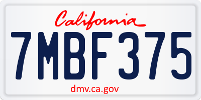 CA license plate 7MBF375