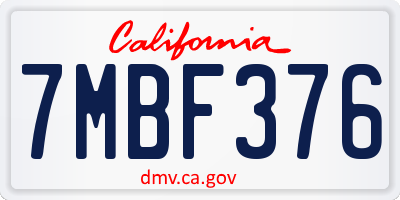 CA license plate 7MBF376