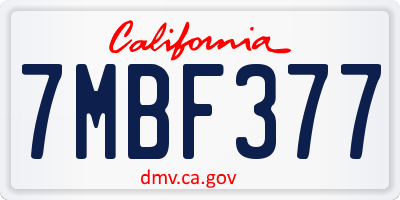 CA license plate 7MBF377