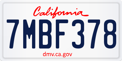 CA license plate 7MBF378