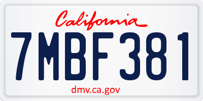 CA license plate 7MBF381