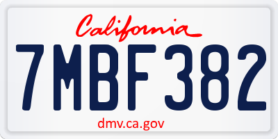CA license plate 7MBF382