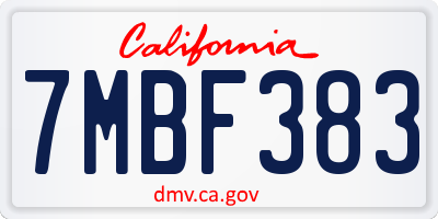 CA license plate 7MBF383