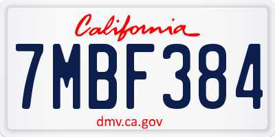 CA license plate 7MBF384