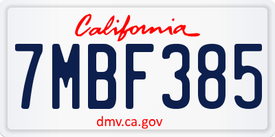 CA license plate 7MBF385