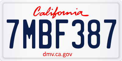 CA license plate 7MBF387