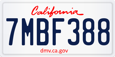 CA license plate 7MBF388