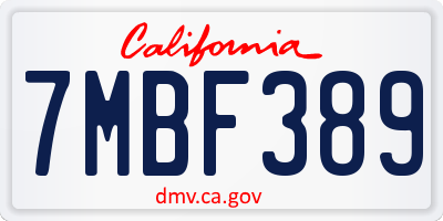 CA license plate 7MBF389