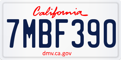 CA license plate 7MBF390