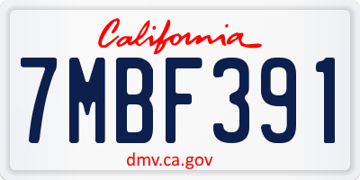 CA license plate 7MBF391