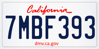 CA license plate 7MBF393
