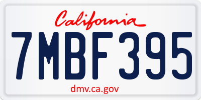 CA license plate 7MBF395