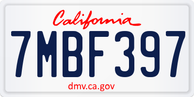 CA license plate 7MBF397