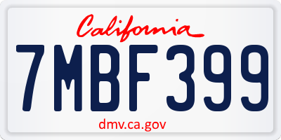 CA license plate 7MBF399