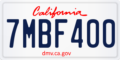 CA license plate 7MBF400