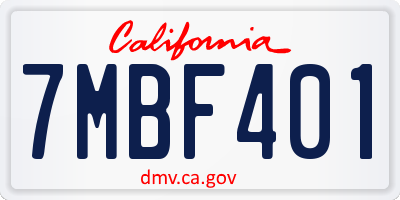 CA license plate 7MBF401