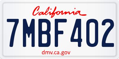 CA license plate 7MBF402