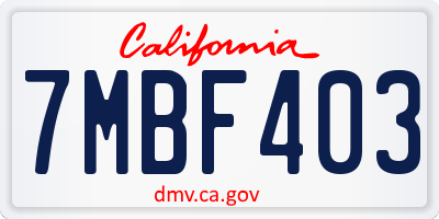 CA license plate 7MBF403