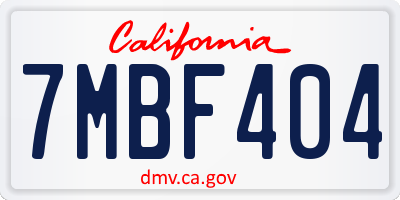 CA license plate 7MBF404