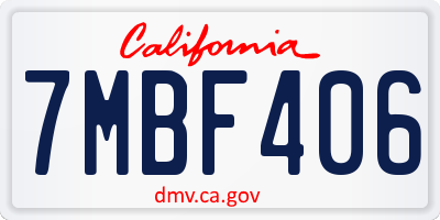 CA license plate 7MBF406
