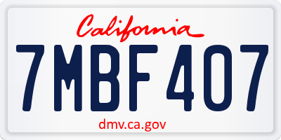 CA license plate 7MBF407