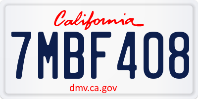 CA license plate 7MBF408