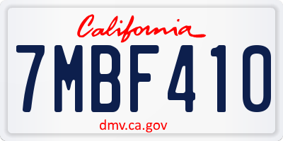 CA license plate 7MBF410