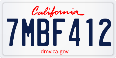 CA license plate 7MBF412