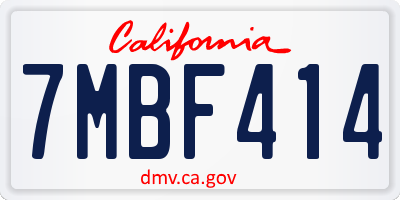 CA license plate 7MBF414
