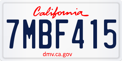 CA license plate 7MBF415
