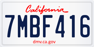 CA license plate 7MBF416