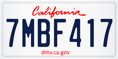 CA license plate 7MBF417