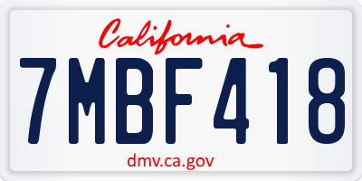 CA license plate 7MBF418